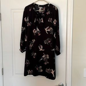 H&M Black Dress with Bird Pattern